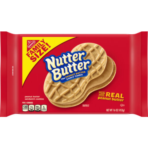 Nutter Butter Sandwich Cookies, Peanut Butter, Family Size