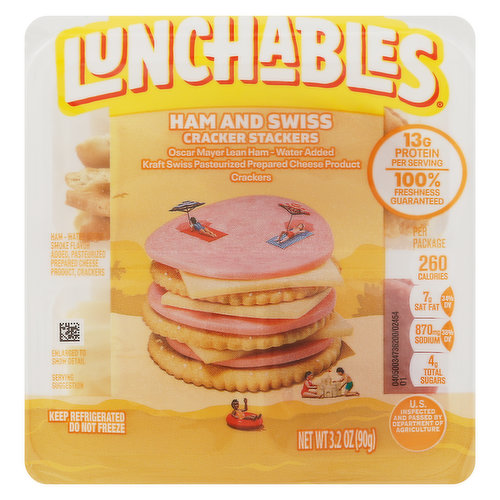 Ham - water added - smoke flavor added, pasteurized prepared cheese product, crackers. Please recycle this card.