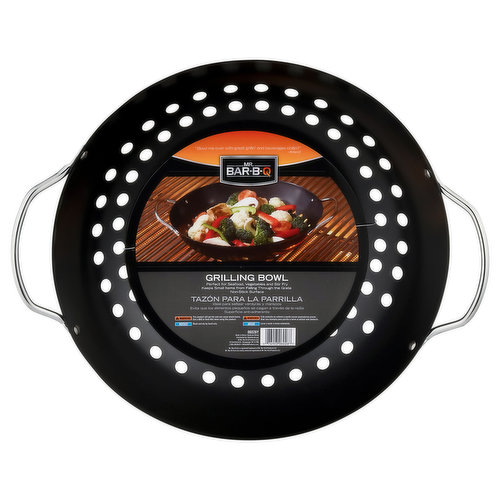 Bowl me over with great grillin and beverages chillin! - Mr Bar-B-Q. Perfect for, vegetables and stir fry keeps small items from falling through the grate. Non-stick surface.