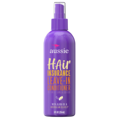 INSURANCE IS SO BEAUTIFUL. Give your hair extra protection against damage with Aussie Hair Insurance Leave-In Conditioner. Our jojoba oil- and sea kelp-infused formula instantly tames, softens and smooths hair, leaving it bouncy, strong and kissed with the scent of citrus, florals and musk. Spray it on damp hair without rinsing for a carefree style that’s good to go!