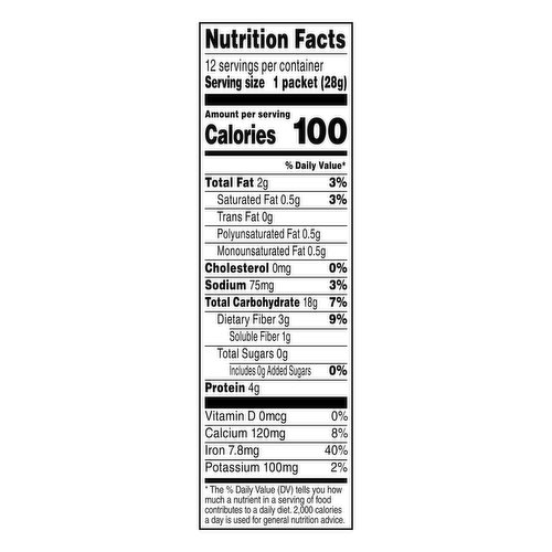 quaker oatmeal nutrition facts