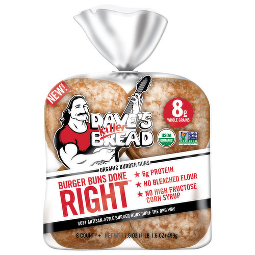 New! No bleached flour. No high fructose corn syrup. Sore artisan-style burger buns done the DKB way. 15 years in prison. That's a tough way to find yourself. Dave Dahl realized he was in the wrong game and knew he had more to offer. His brother, Glenn, saw a change in him and gave Dave a second chance by welcoming him back to the family bakery. Dave set out to make a loaf like no other - the most nutritious, organic whole grain bread - and the result is what he called killer bread. Dave's Killer Bread is built on the belief that everyone is capable of greatness. What began as one man's journey has turned into so much more. Today, one third of the employees at our Oregon bakery have a criminal background, and we have witnessed first-hand how stable employment sparks personal transformation. Made for greatness. No high fructose corn syrup. No artificial preservatives. No artificial ingredients. Always power-packed with whole grains. Always USDA organic & non-GMO. Always made with killer taste and texture. A soft artisan-style hamburger bun done the DKB way! With five super grains, 8 g whole grains, no bleached flour and no high fructose corn syrup these buns are anything but ordinary! Stand behind second chances. Everyone is capable of greatness. Dave's Killer Bread has witnessed first-hand how stable employment sparks transformation in people with criminal backgrounds. Pledge your support and motivate more companies to harness the power of second chance employment.