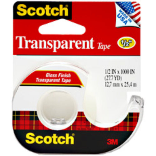 Scotch® Scotch® Transparent Tape, 1/2 in x 1000 in