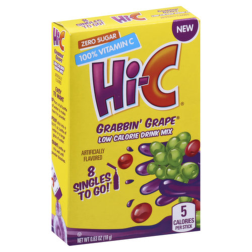 Hi-C Drink Mix, Low Calorie, Grabbin' Grape