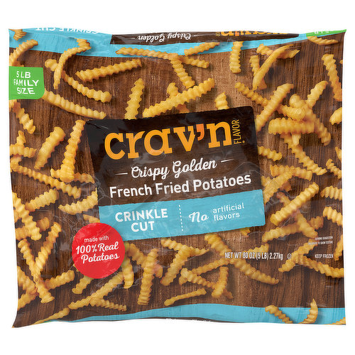 Crav'n Flavor French Fried Potatoes, Crispy Golden, Crinkle Cut, Family Size