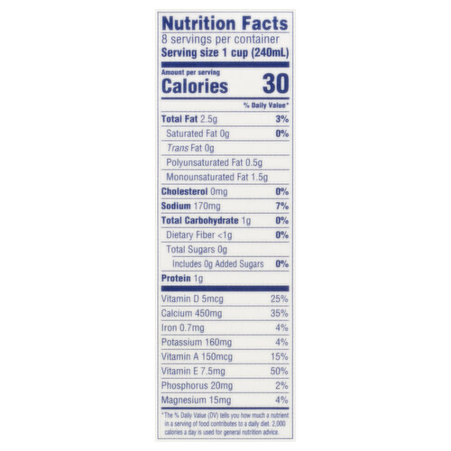 almond milk nutrition facts