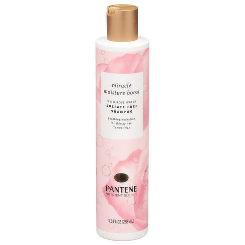 Pantene Nutrient Blends Miracle Moisture Boost Rose Water Shampoo for Dry  Hair, Sulfate Free, 9.6 fl oz