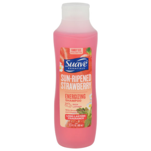 Suave Essentials Shampoo, Energizing, Sun-Ripened Strawberry, Family Size