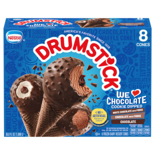 Drumstick Frozen Dairy Dessert Cones, Cookie Dipped