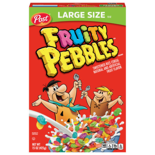 Fruity Pebbles Rice Cereal, Sweetened, Large Size