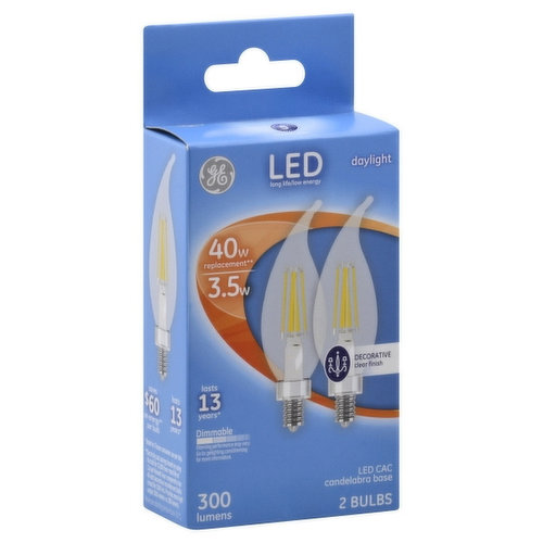 Ge Light Bulbs, LED, Clear Finish, Daylight, 3.5 Watts