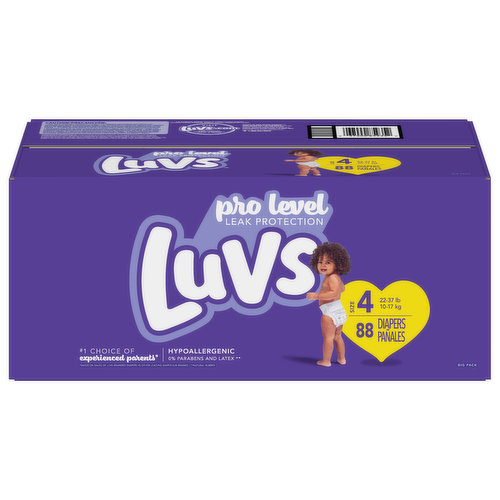 No job is too big, no pup is too small! Luvs diapers with new Paw Patrol designs have your back—and their butts. Luvs now has up to 12 hours of protection, day and night. Like Chase and Marshall would say, our highly trained paws are at your service. And diaper leaks? We’re on the case with nonstop leak protection. Luvs Triple Leakguards absorb quickly to help stop diaper leaks before they happen. But our leak protection doesn’t stop there. Secure cuffs and stretchy sides keep leaks locked in where they happen the most. Forget about cheap, leaky diapers and spend more time enjoying this ride known as parenting. With Luvs you know when they go, thanks to a wetness indicator that turns blue on contact with wetness. You care what your baby wears, so Luvs diapers are 100% hypoallergenic, made free of parabens and free of latex* (*natural rubber). When it comes to the ultimate diaper protection, these paws uphold the laws. Our diapers are so good, you don’t need this, but Luvs does offer a money-back guarantee. If you aren’t fully loving your Luvs diapers, we will gladly send you a refund. See luvsdiapers.com for terms and conditions.