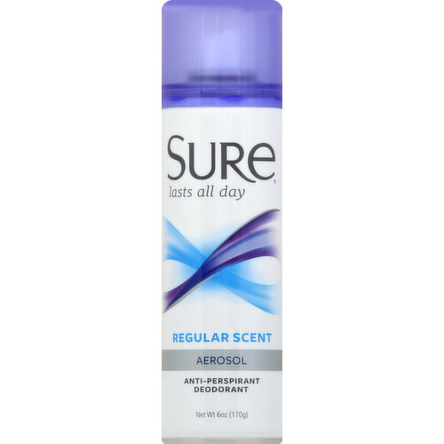 Sure Anti-Perspirant Deodorant, Aerosol, Regular Scent