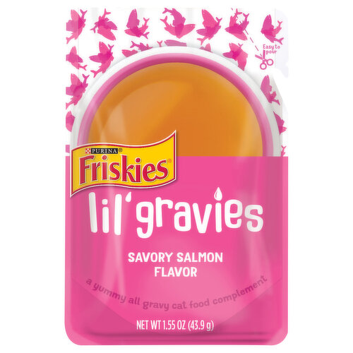 Friskies Cat Food, Savory Salmon Flavor, Lil Gravies