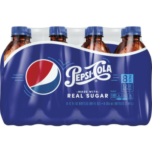 Pepsi Cola, Real Sugar, 8 Pack