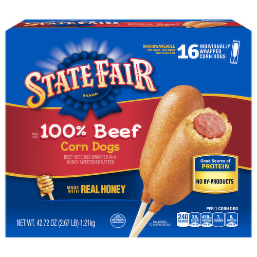 State Fair State Fair Beef Corn Dogs, Individually Wrapped, Frozen, 16 Count