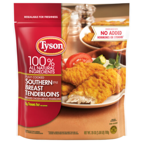 Tyson Tyson Fully Cooked Southern Style Chicken Breast Tenderloins, 25 oz (Frozen)