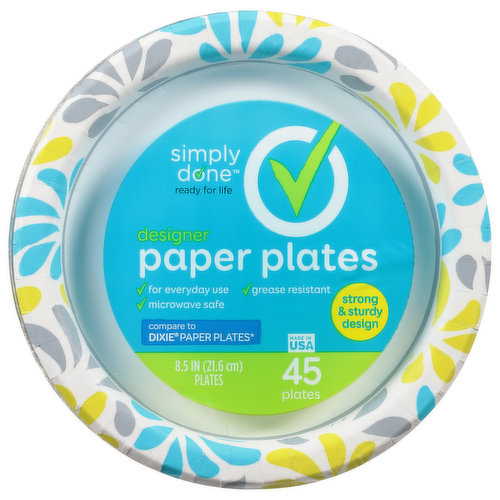 Simply Done Paper Plates, Designer, 8.5 Inch