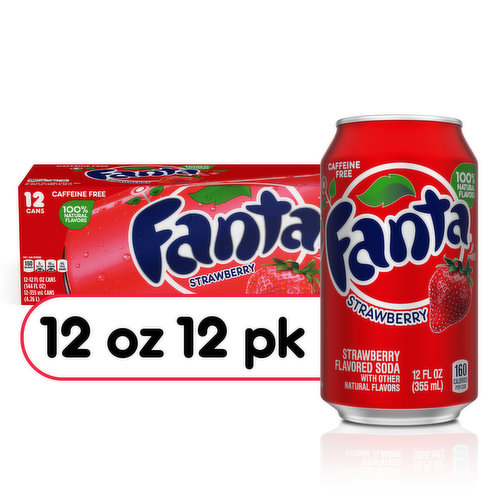 Fanta Soda, Strawberry, 12 Cans