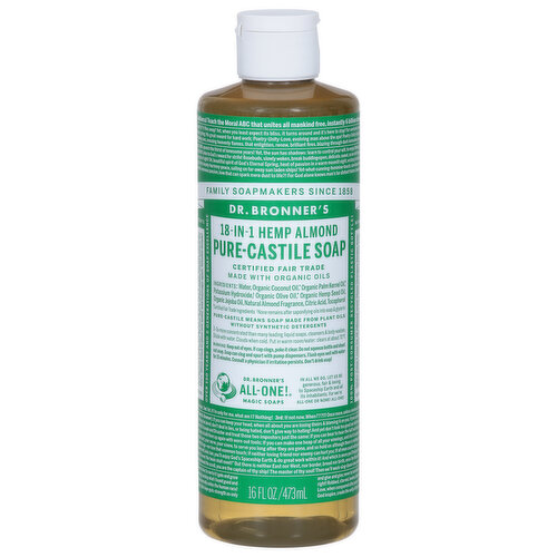 Dr. Bronner's Soap, Pure-Castile, 18-in-1, Hemp, Almond