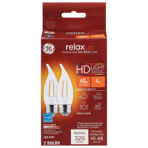 GE Light Bulbs, HD, Soft White, Clear Finish, 4 Watts