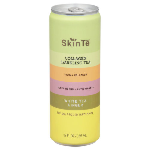 SkinTe Collagen Sparkling Tea, White Tea Ginger