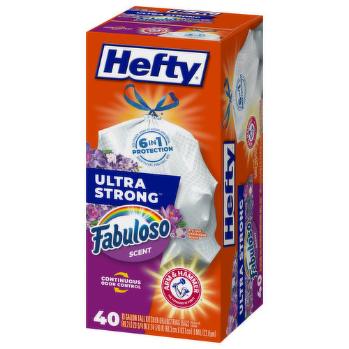 Hefty Tall Kitchen Bags, Drawstrings, Strong, 13 Gallon