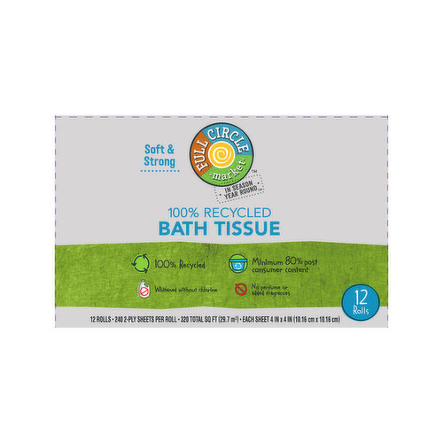 Full Circle Market Bath Tissue, 100% Recycled, 2-Ply ( 12 count )