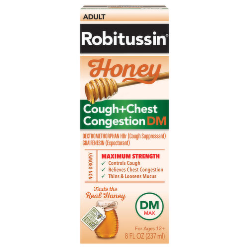 Robitussin Cough + Chest Congestion DM, Maximum Strength, Adult, Honey