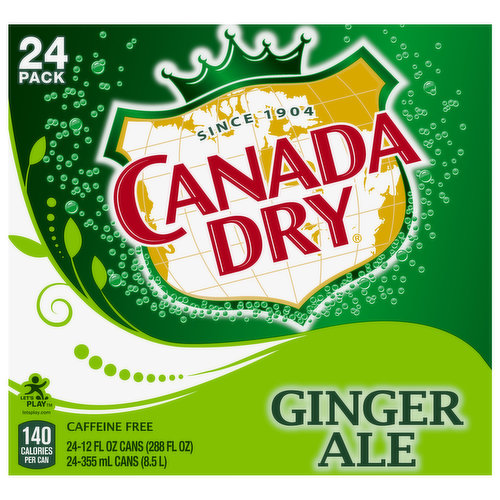 Canada Dry Soda, Ginger Ale, 24 Pack