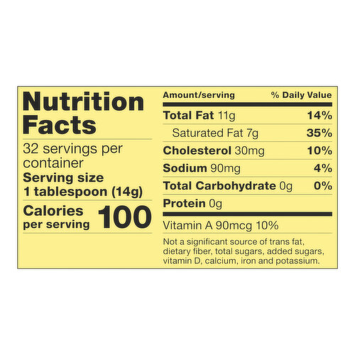 stick of butter nutrition label