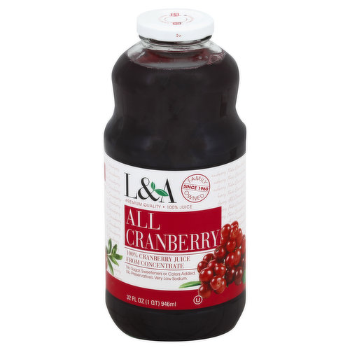 L&A JUICE COMPANY, INC. 100% Juice, All Cranberry