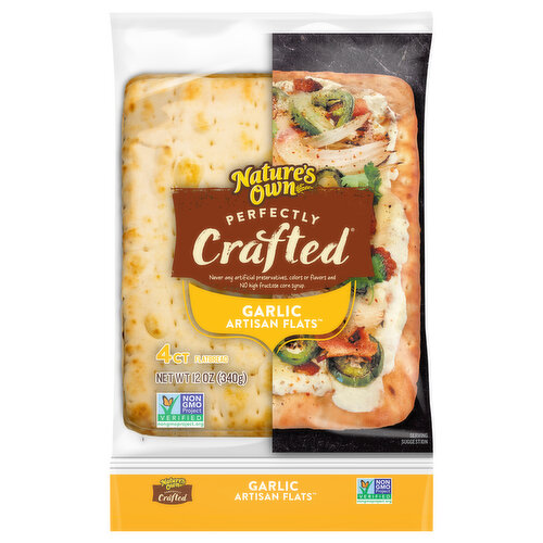 Nature's Own Nature's Own Perfectly Crafted Garlic Artisan Flats, Garlic Non-GMO Flatbread, 4 Count