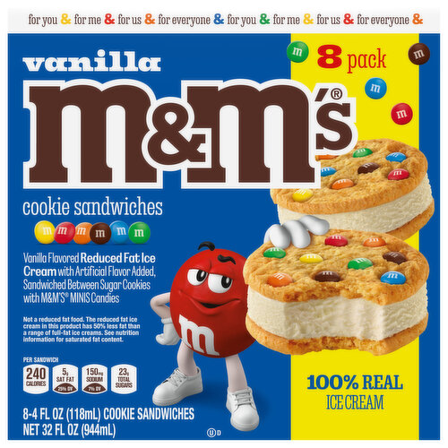 M&M's Cookie Sandwiches, Reduced Fat, Vanilla Flavored, 8 Pack