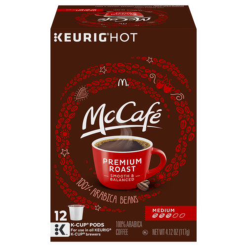 McCafe Coffee, 100% Arabica, Medium, Premium Roast, K-Cup Pods