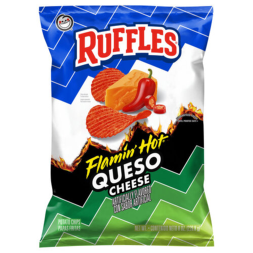 Ruffles Potato Chips, Queso Cheese, Flamin Hot