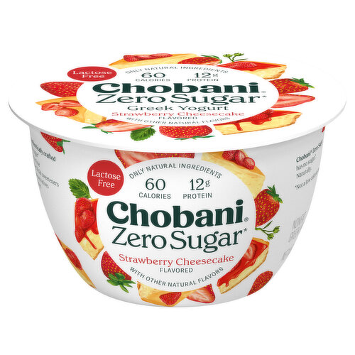 Chobani Yogurt, Zero Sugar, Strawberry Cheesecake Inspired