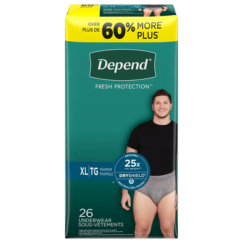 Depend Underwear, Maximum, Extra Large, Men