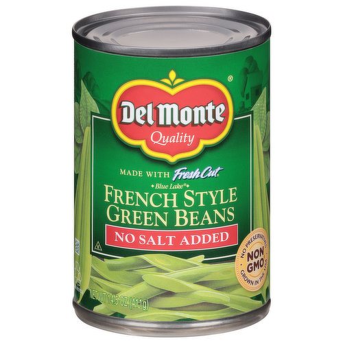 Del Monte Green Beans, No Salt Added, French Style, Fresh Cut