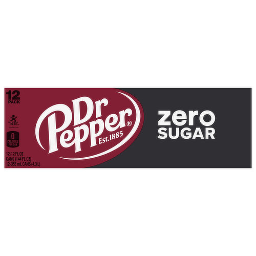 Dr Pepper Soda, Zero Sugar, 12 Pack - Brookshire's