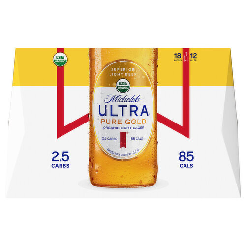 Michelob Ultra Beer, Organic, Lager, Light, Pure Gold