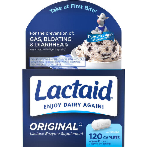 Lactaid Lactase Enzyme Supplement, Original, Caplets