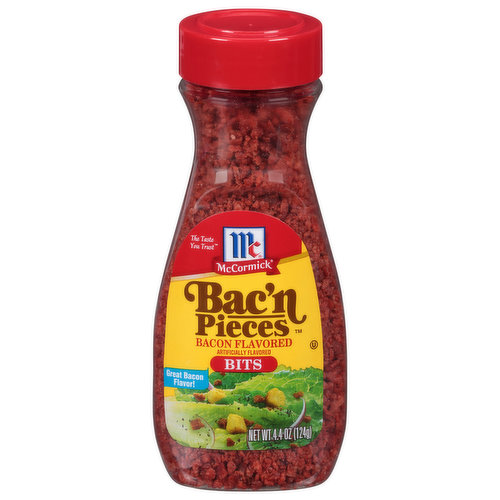 Bacon Flavored Bits are made from flavored textured soy flour to imitate the flavor and crunchy texture of bacon bits. So versatile ̶ they make a great topper for a baked potato, green salads, pasta dishes and so much more.