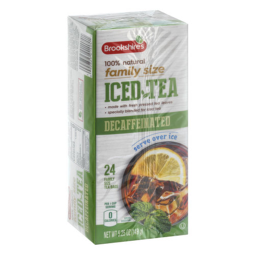 0 calories per 1 cup serving. Tea bags. 100% natural. Made with fresh pressed tea leaves. Specially blended for iced tea. Since 1928. If you're not happy, we're not happy - 100% satisfaction, 100% of the time, guaranteed! Questions? Call us at 1-903-534-3000; brookshires.com.