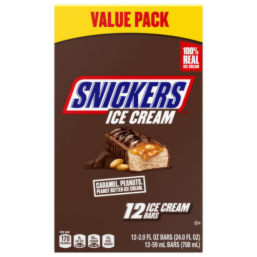 Snickers Ice Cream Bars, Caramel/Peanut, Value Pack