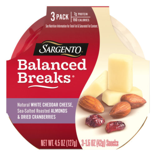 Balanced Breaks, White Cheddar/Almonds/Cranberries, 3 Pack