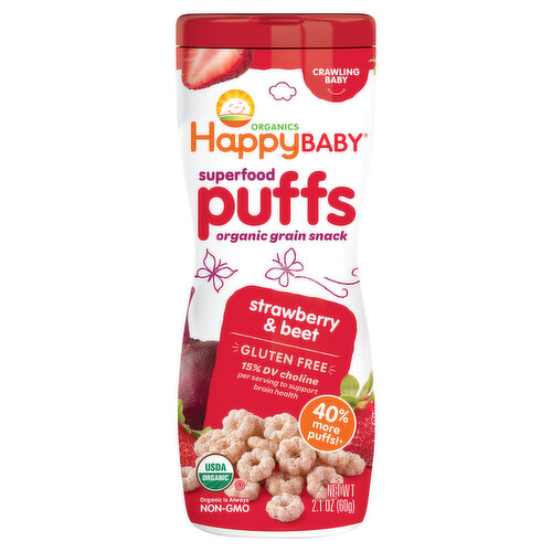 HappyBaby Puffs, Strawberry & Beet, Crawling Baby