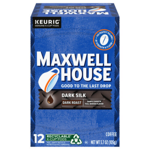 Maxwell House Coffee, Dark Roast, Dark Silk, K-Cup Pods