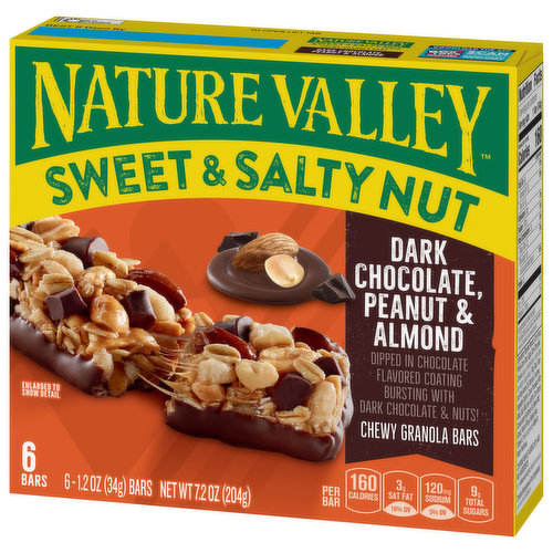 Nature Valley Granola Bars Sweet & Salty Nut Dark Chocolate Peanut & Almond  - 6-1.24 Oz