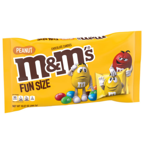 M&M'S Peanut Chocolate Candy Fun Size Bag 10.57 Ounce (Pack of 24)